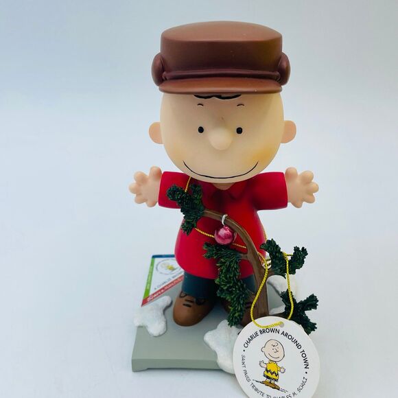 NEW Peanuts Charlie Brown Around Town Christmas Tree Figure 8429 Westland Gift - Picture 1 of 11
